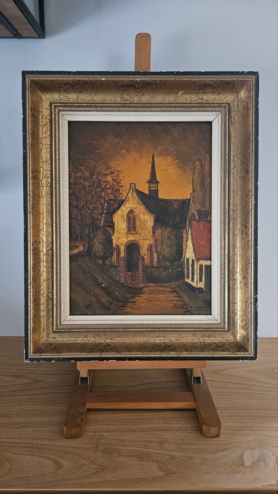 Peinture à l'huile atmosphérique « Église de Vlassenbroek », Antiquités & Art, Enlèvement