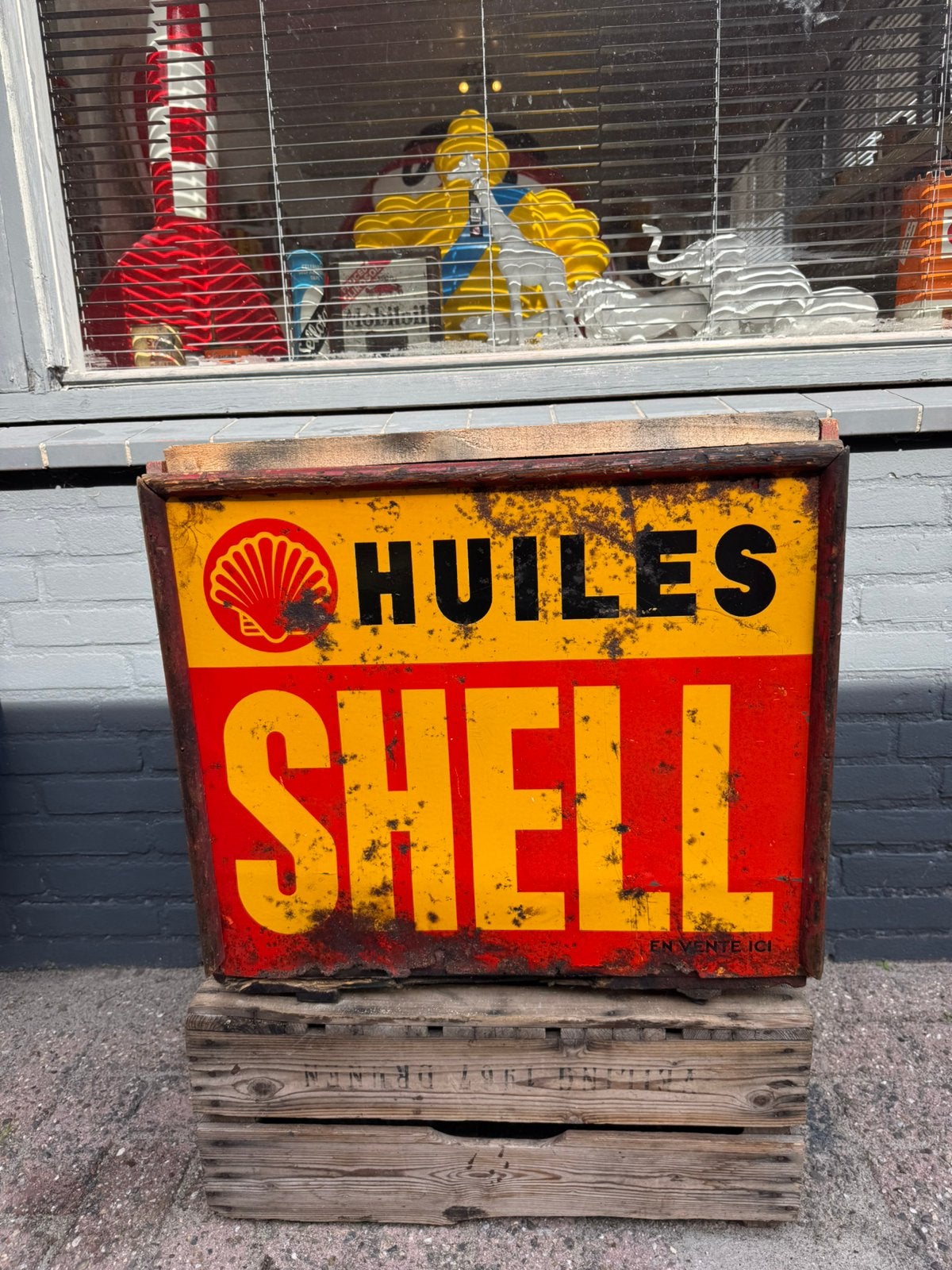 SHELL olie oude reclame krat / kist, Verzamelen, Ophalen, Reclamebord, Gebruikt, .
