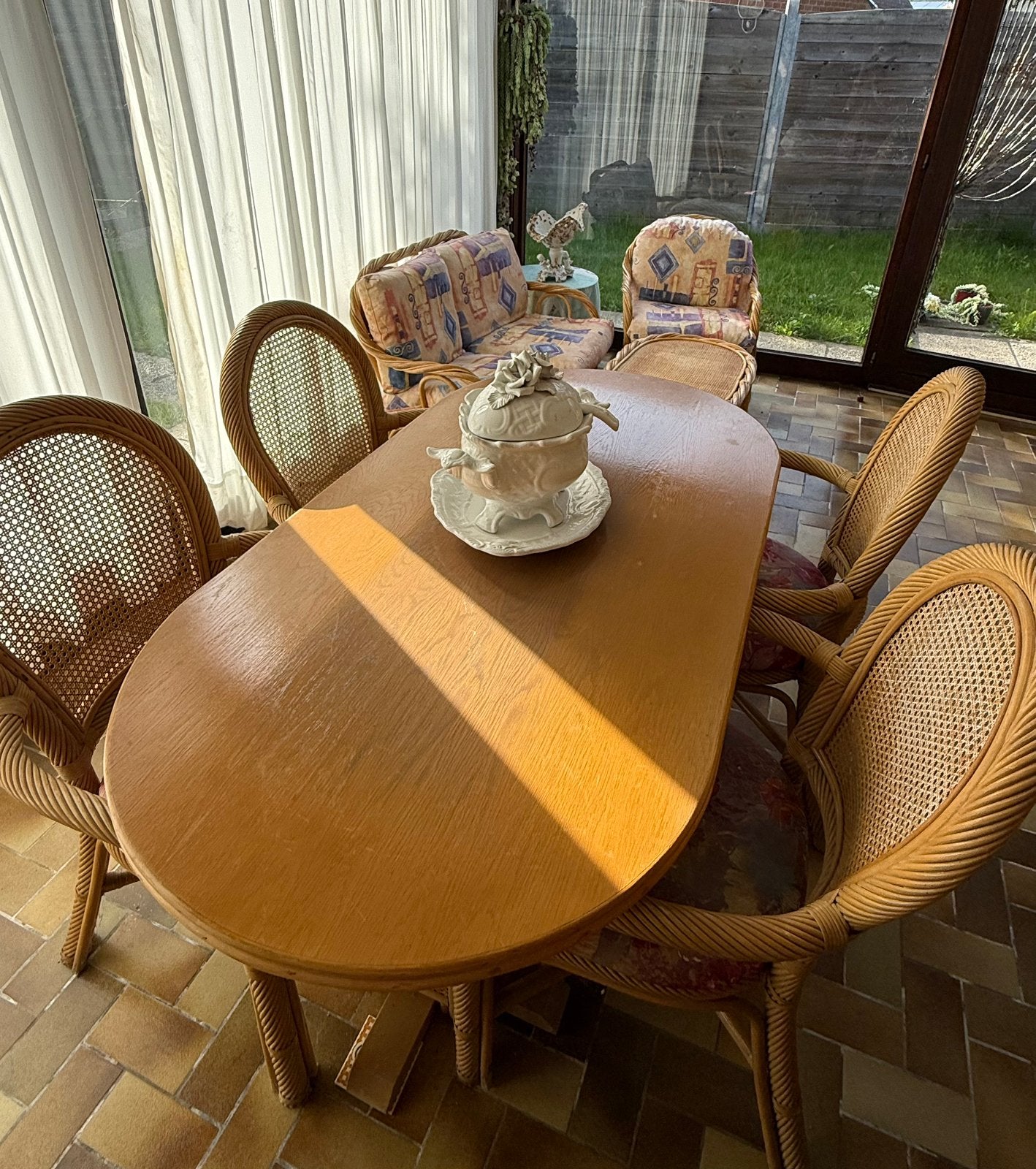 Volledige loungeset in rotan, Ophalen, Gebruikt, Loungeset, Bank