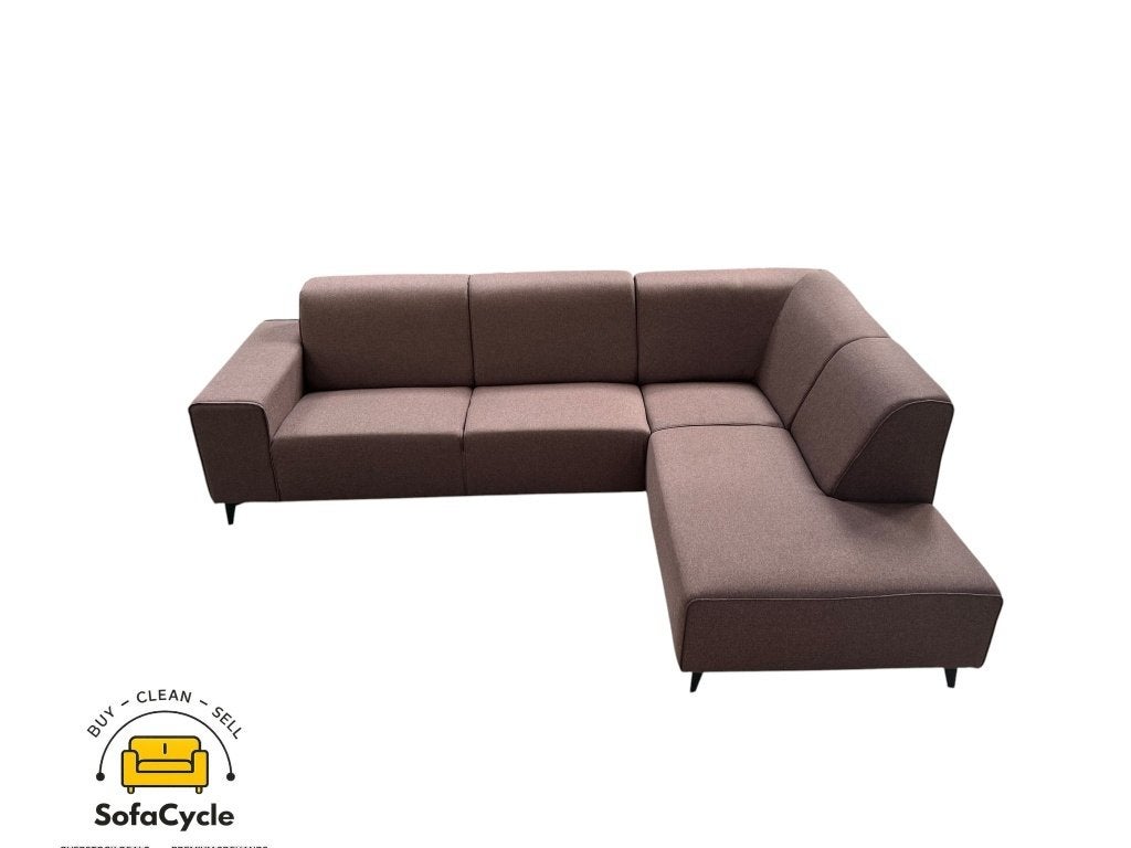 Hoekzetel bruin, strak design 273 cm, hoek rechts – nieuw, Gebruikt, Stof, Zonnestraat 223-229, 9600 Ronse, België, Info@sofacycle.be