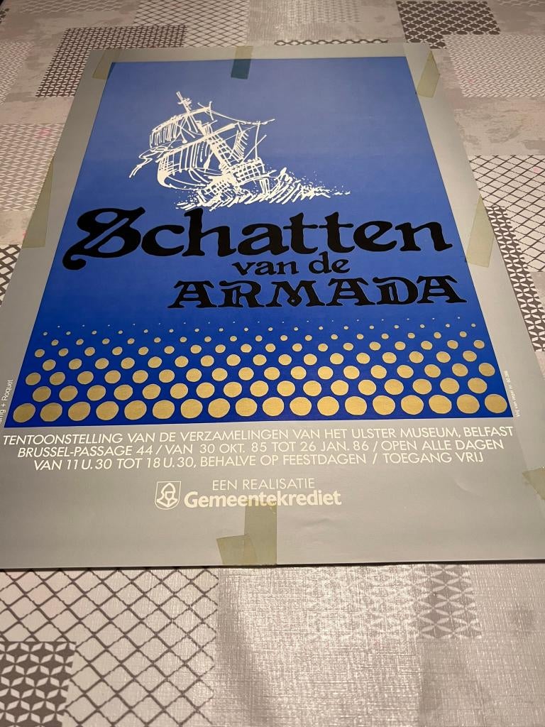 Vintage Poster Schatten van de Armada, Verzamelen, Deurposter of groter, Ophalen of Verzenden, Reclame, Rechthoekig Staand