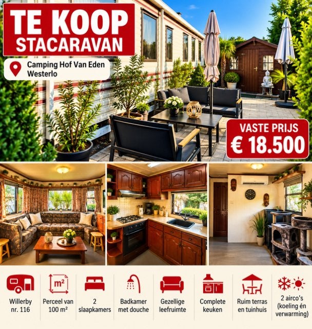 Hof van eden westerlo stacaravan winterproof vaste prijs, Drie personen of meer