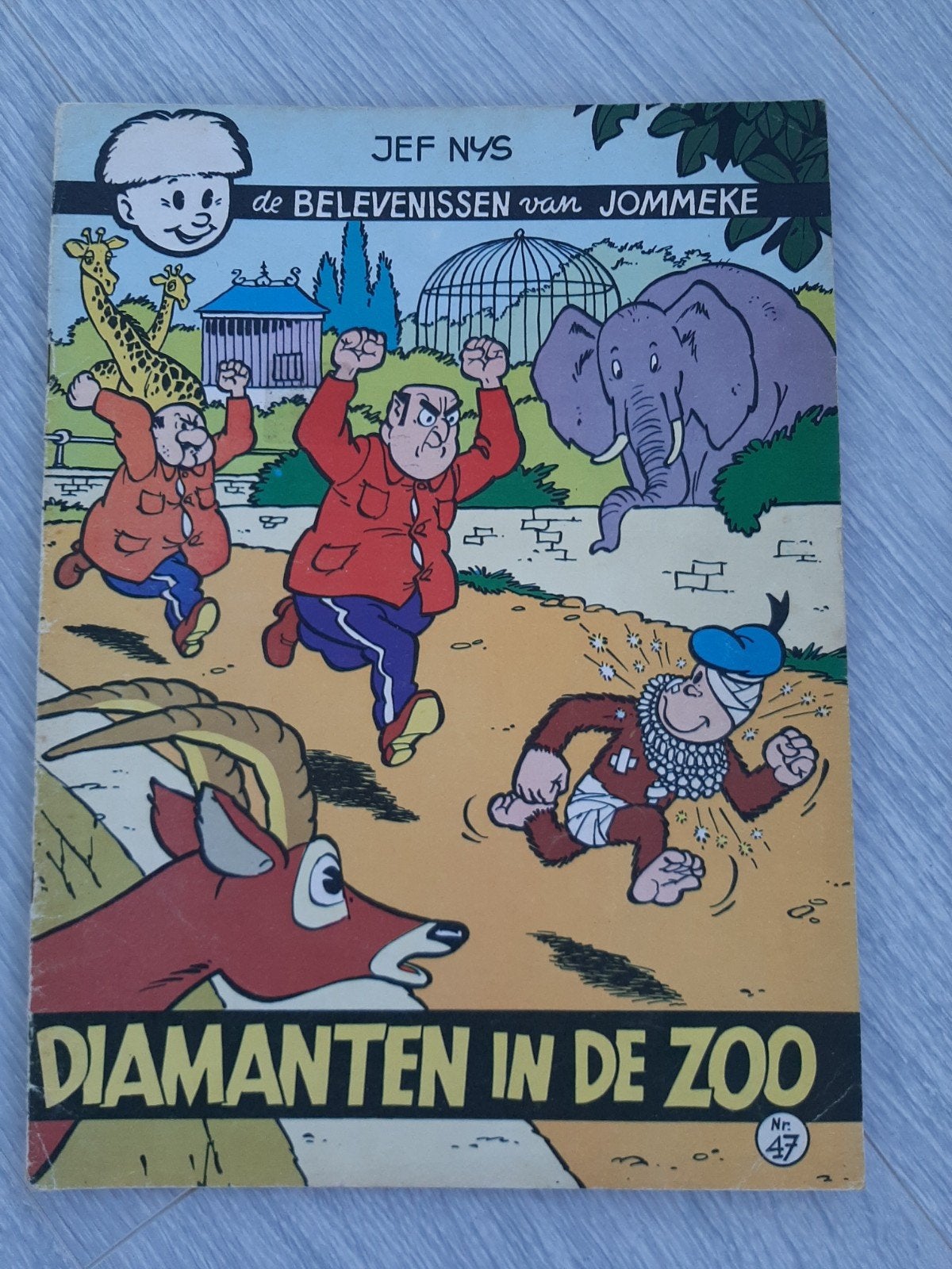 zwart wit strip Jommeke  Diamanten in de zoo  1971, Eén stripboek, Ophalen of Verzenden, Gelezen, Jef Nys