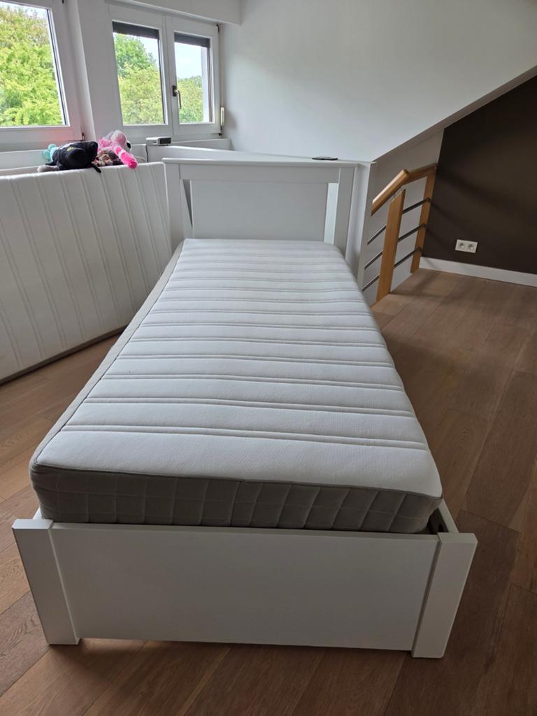 Compleet bedje, Ophalen, 90 cm, Wit, Zo goed als nieuw