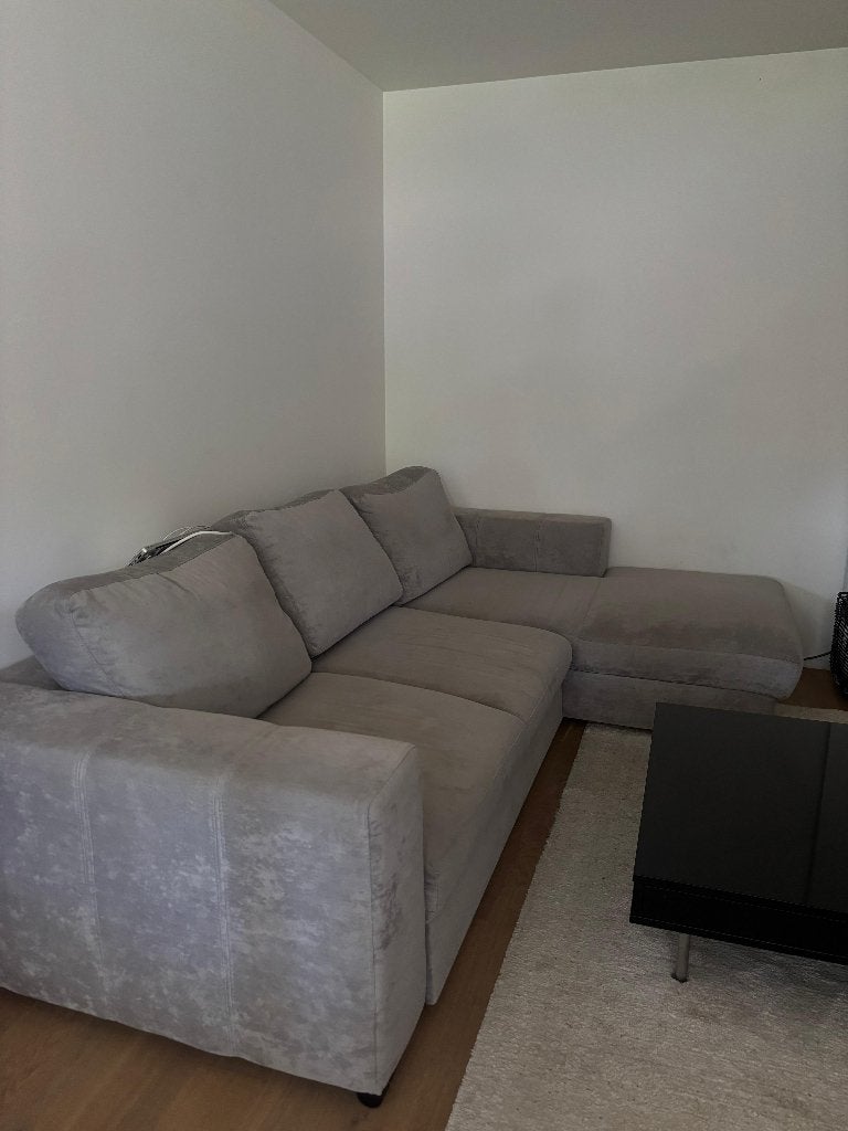 Zetel te koop (grijs en in goede staat), 100 à 125 cm, 250 à 300 cm, Banc d'angle, Quatre personnes ou plus