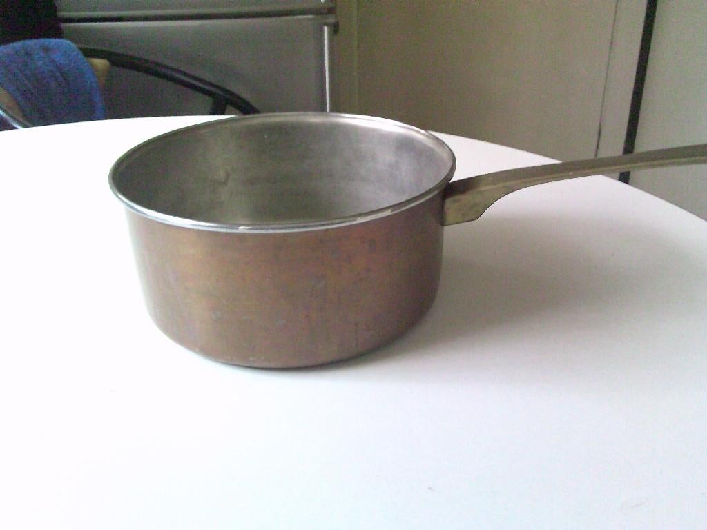 koperen kookpot, Huis en Inrichting, Keuken | Potten en Pannen, Ophalen, Overige materialen, Inductieplaat, Zo goed als nieuw