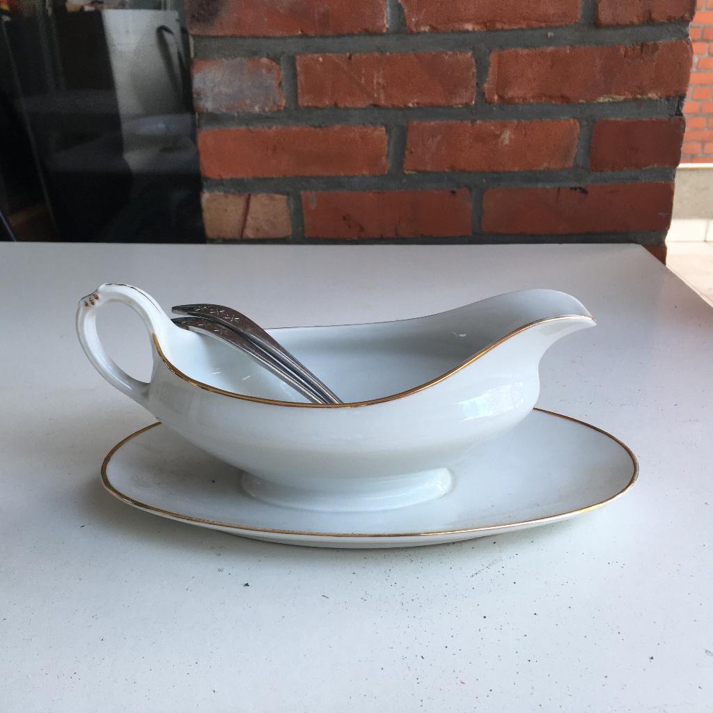 Sauskom met gouden randje, Ophalen of Verzenden, Gebruikt, Porselein