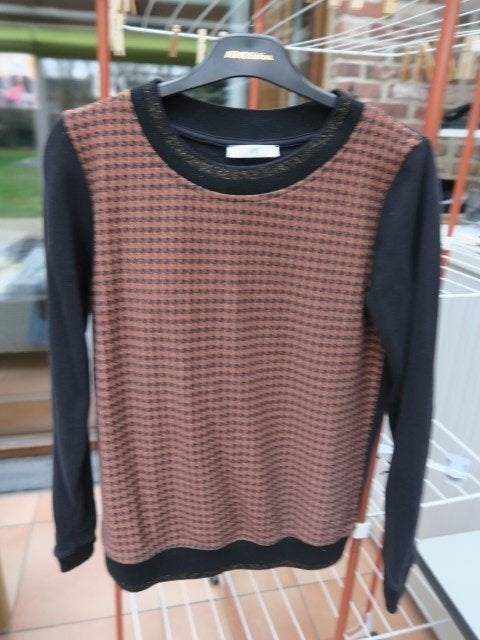 Sweater bruin hanenpoot zwart strass PTC mt M, Vêtements | Femmes, Neuf, Taille 38/40 (M), Enlèvement ou Envoi, Brun