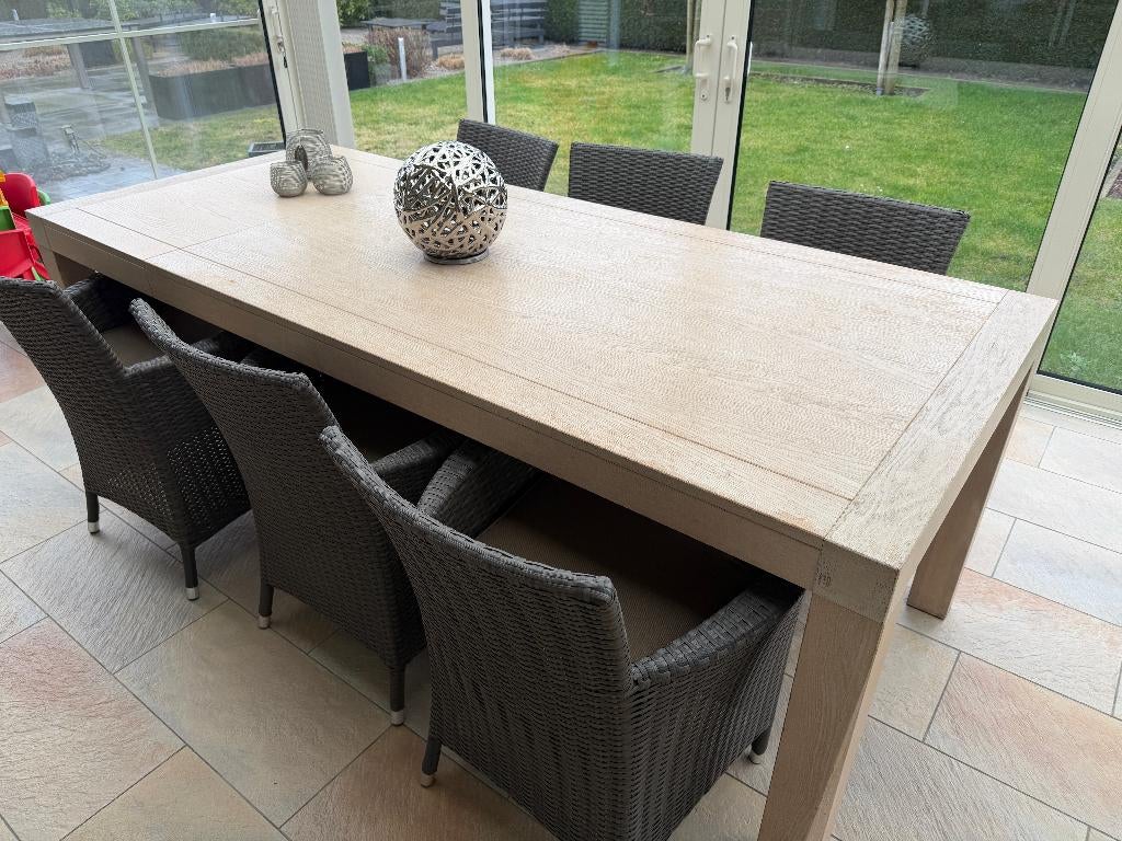 Tafel met 6 Wicker stoelen, Huis en Inrichting, Ophalen, Gebruikt