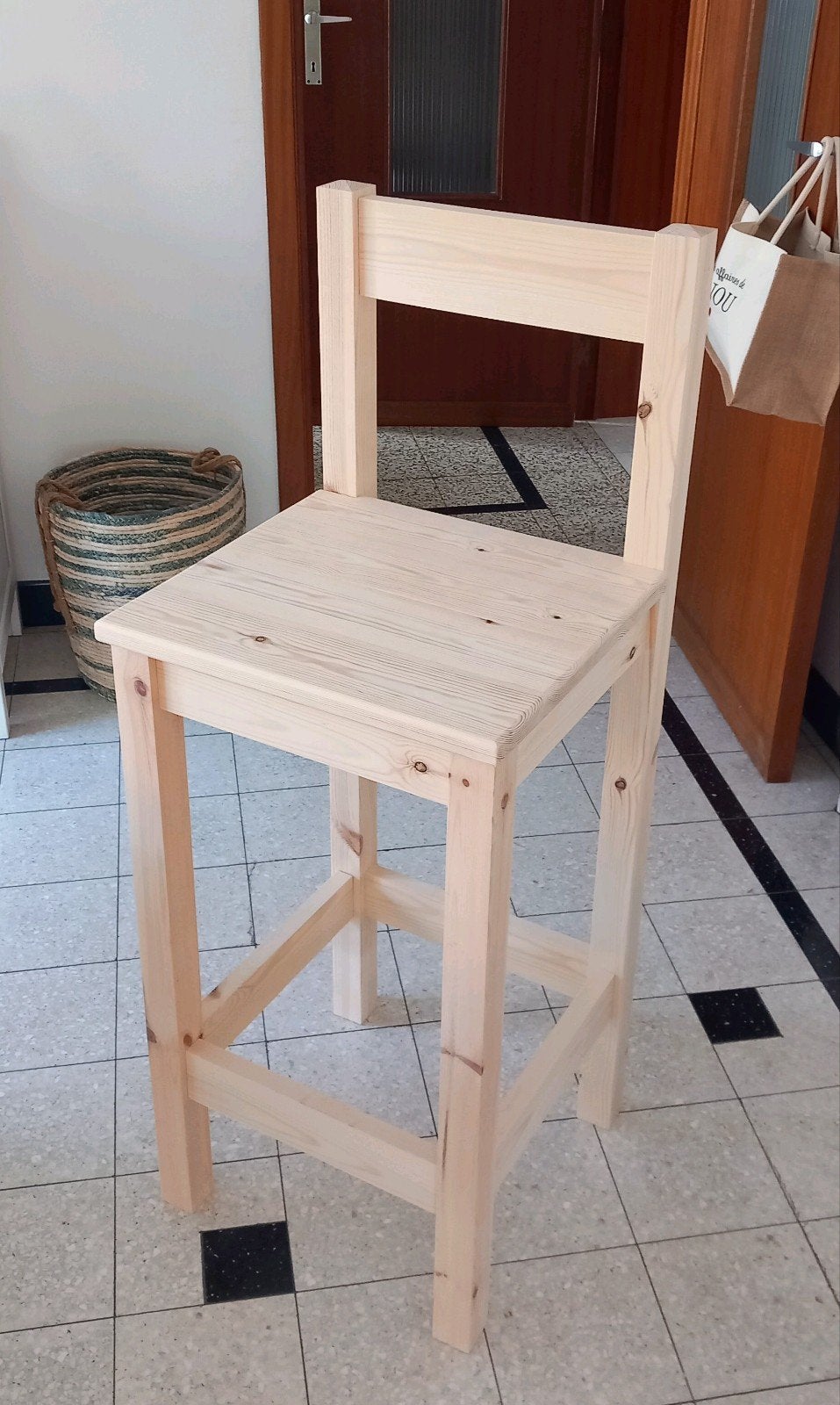 Tabouret de bar en bois, Ophalen, Hout