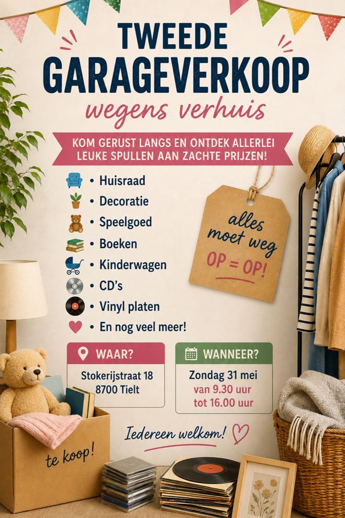 Garageverkoop wegens verhuis, Ophalen, Zo goed als nieuw