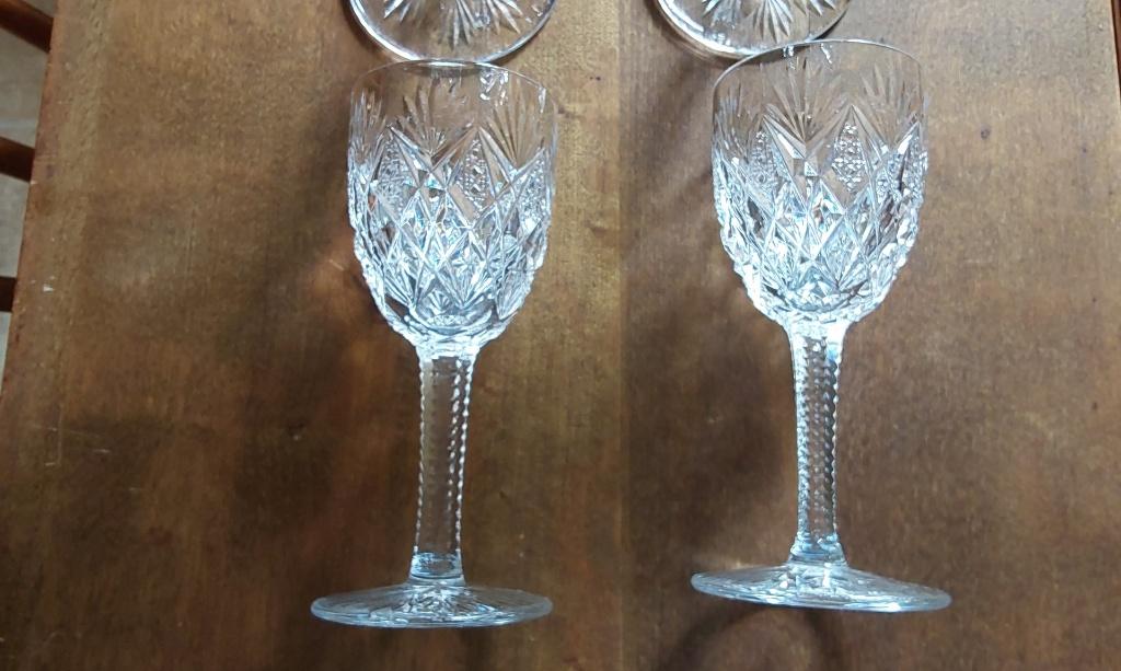 4 geslepen kristallen glazen, Antiek en Kunst, Ophalen