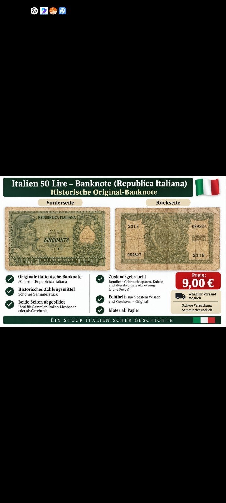 billet de banque, Enlèvement ou Envoi