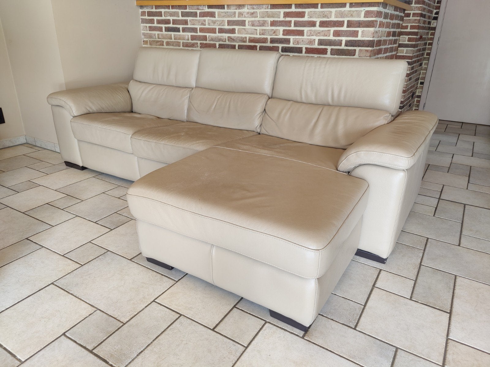 GRATIS 3 zit leren zetel, Huis en Inrichting, Ophalen, Gebruikt, Leer