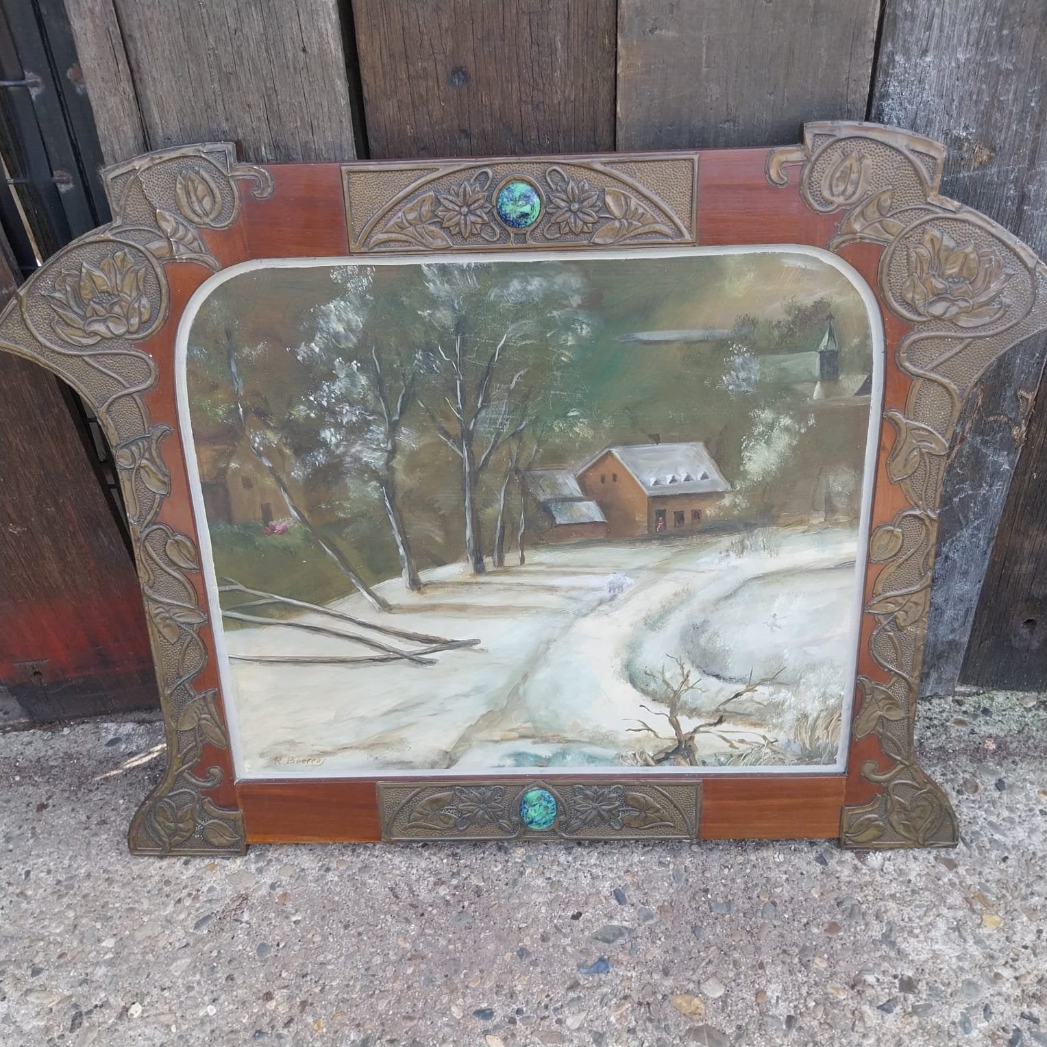 schilderij met originele Art Nouveau lijst – R. Beerens, Ophalen