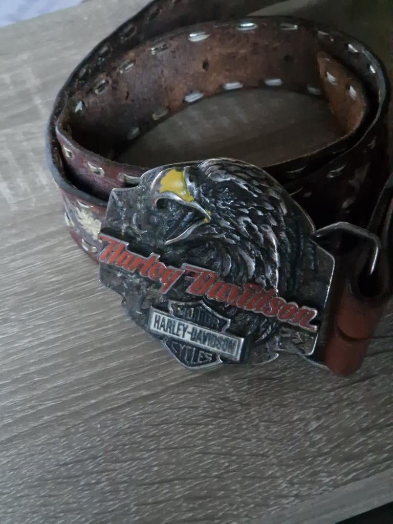 Harley-davidson buckle met originele riem., Echt leder, Harley-davidson, Ophalen of Verzenden, 115 cm of meer