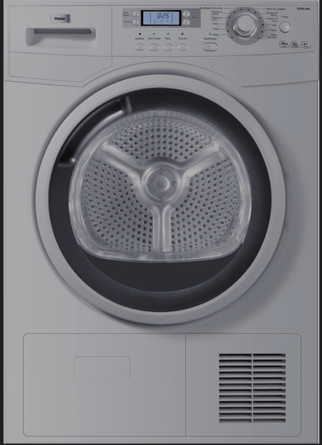 Haier HD80-A82DF warmtepompdroger, Elektronische apparatuur, Droogkasten, Ophalen, 6 tot 8 kg, Gebruikt, Anti-kreukfase
