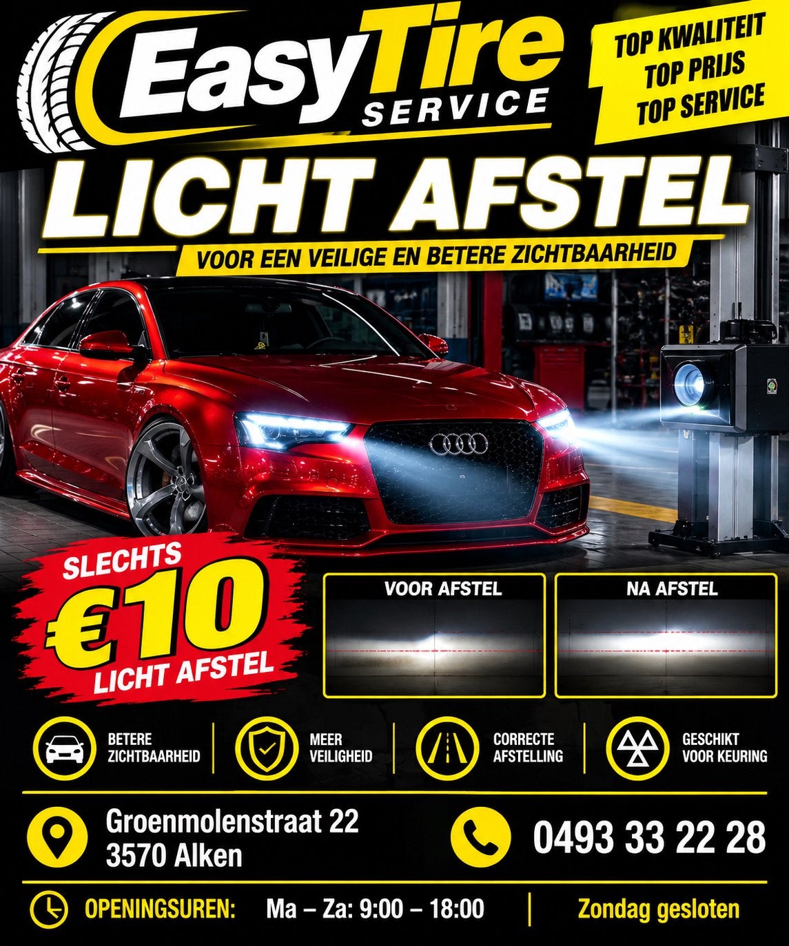 LICHT AFSTELLEN VOOR DE KEURING   €10