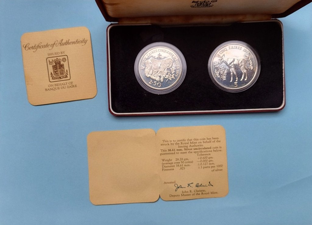 muntenset Zaire Wildlife (1975), Ophalen of Verzenden, Overige landen, Setje, Zilver