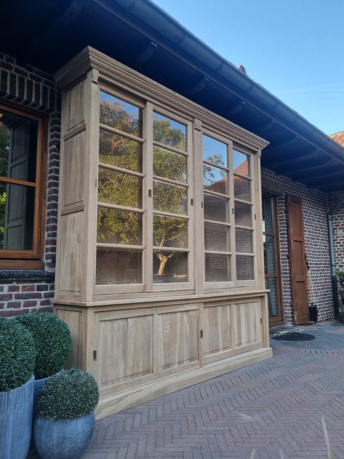 Eiken buffetkast/vitrinekast art, Huis en Inrichting, Ophalen, Gebruikt, Flamant, Landelijk