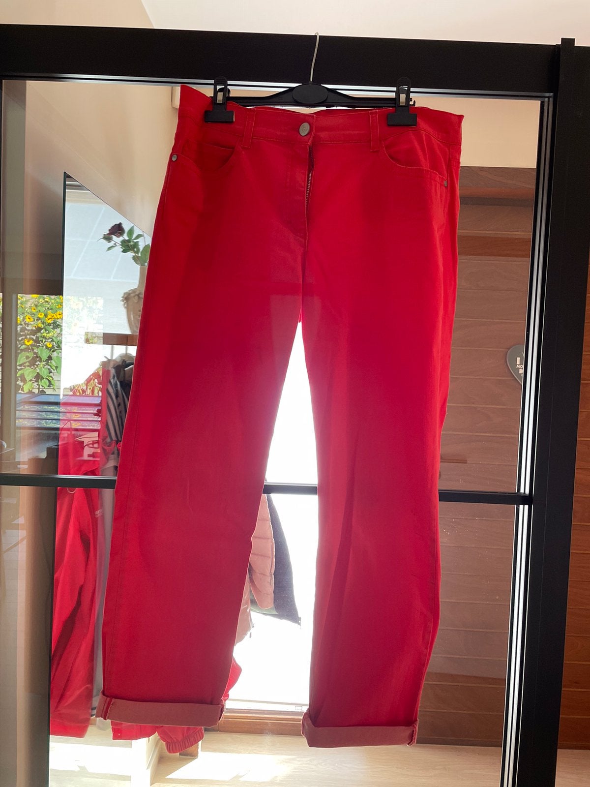 Rode stretch damespantalon merk Brax, Enlèvement, Comme neuf, Taille 46/48 (XL) ou plus grande, Rouge