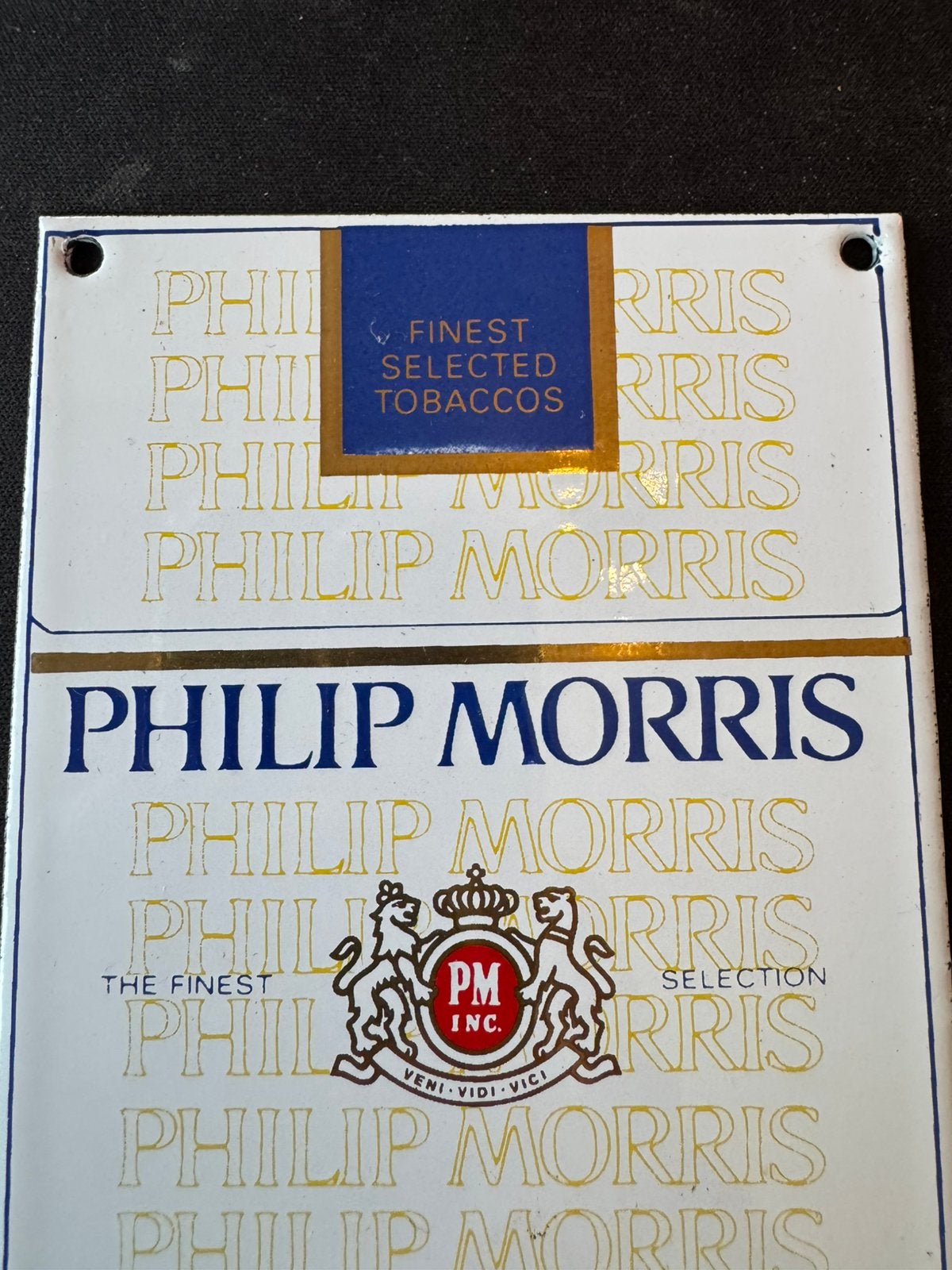 Panneau publicitaire en émail pour cigarettes Philip Morris, Collections, Panneau publicitaire, Enlèvement ou Envoi, ., Utilisé