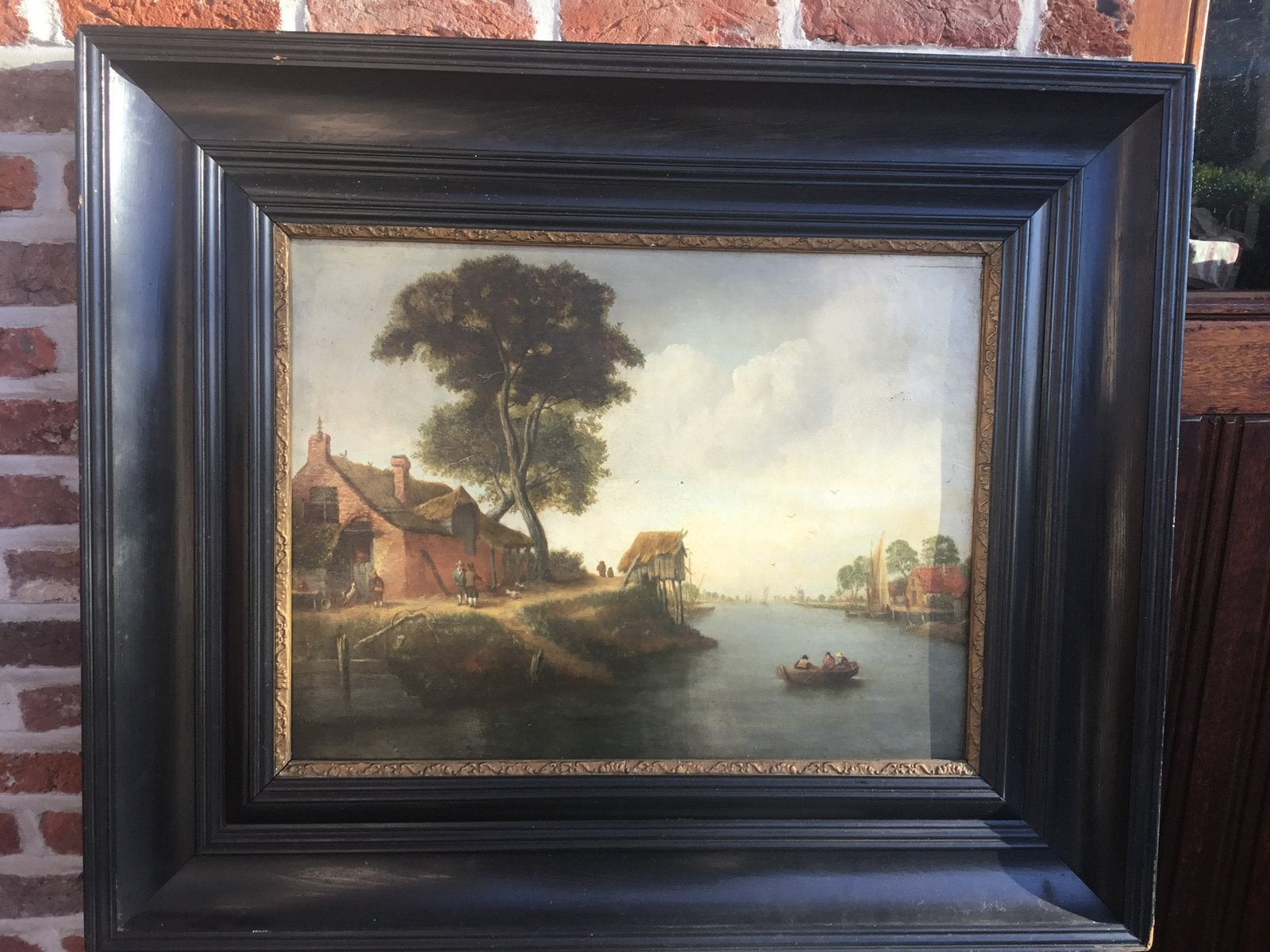 Hollandse school 18°eeuw-olie op hout(eik)., Antiek en Kunst, Ophalen