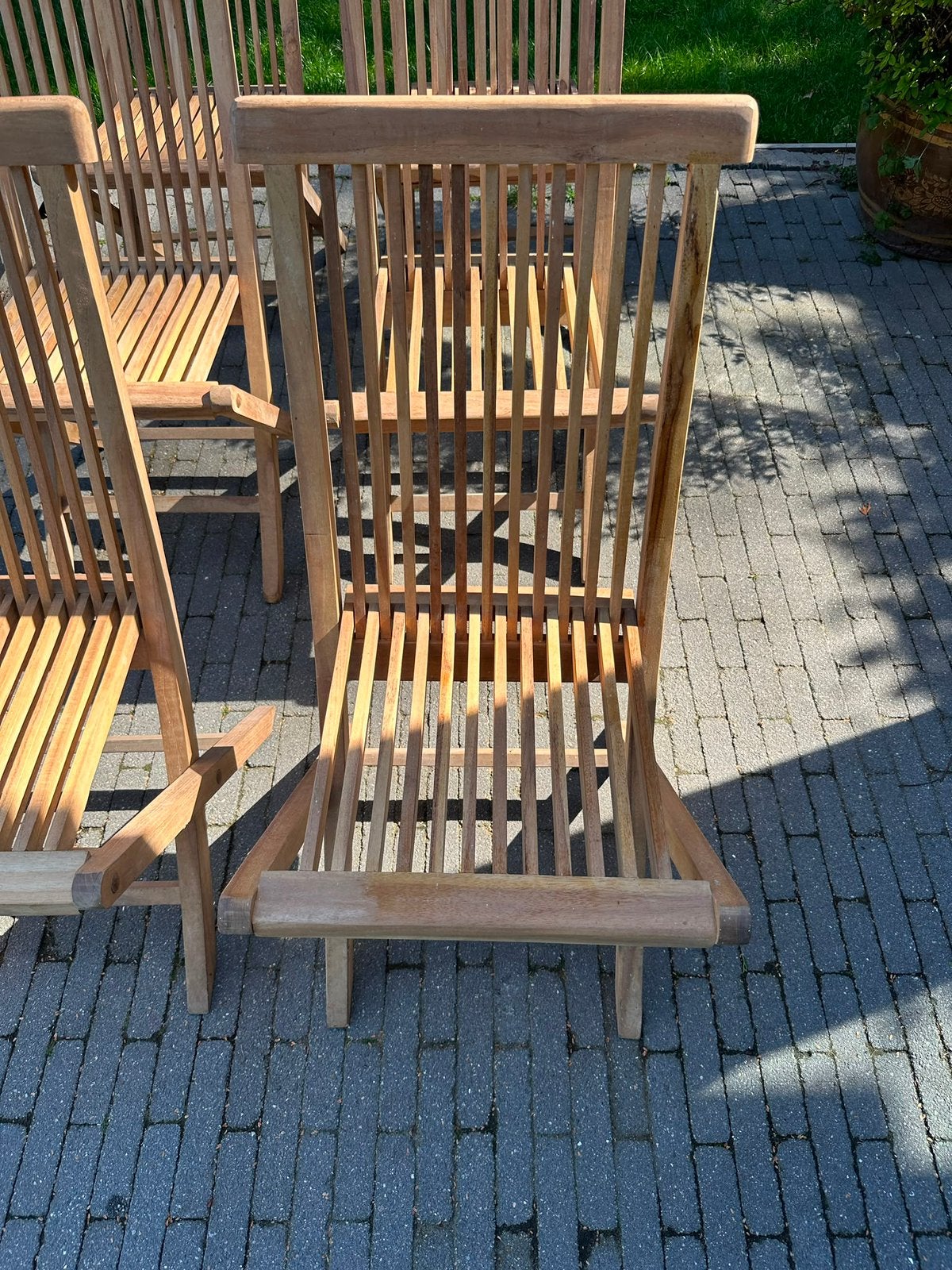 6 teak stoelen, Tuin en Terras, Ophalen, Zo goed als nieuw