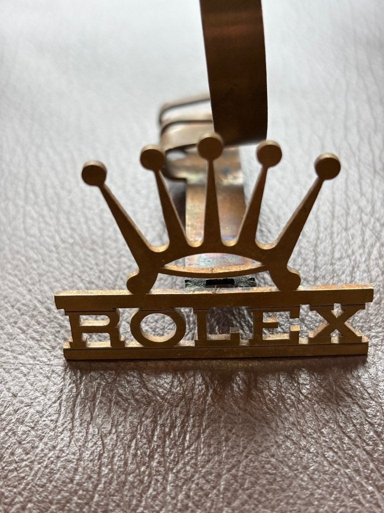 Présentoirs Rolex Vintage avec emblème en laiton annés 50, Enlèvement, Comme neuf, Panneau publicitaire