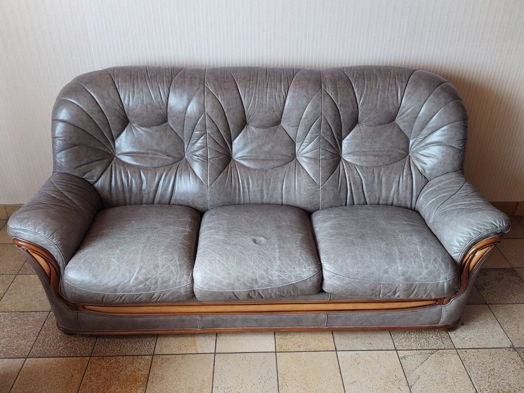Superbe fauteuil en cuir de 3 places, Maison & Meubles, Enlèvement, Comme neuf, Cuir, 125 cm ou plus