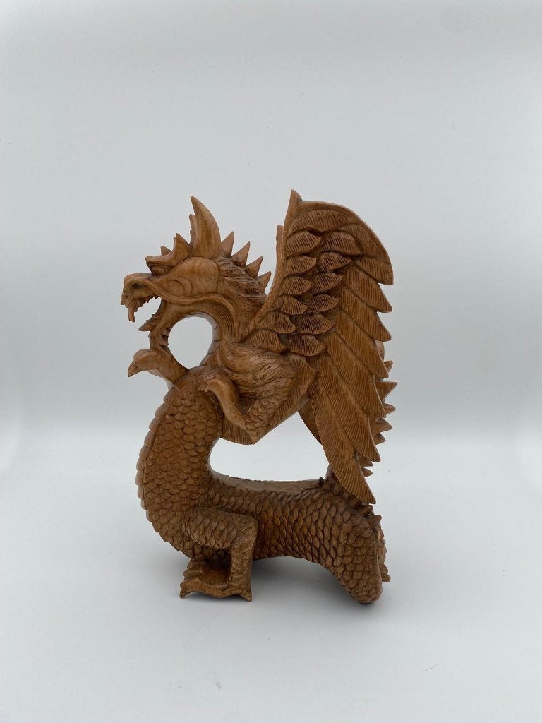 Handgesneden houten draak, Antiek en Kunst, Overige onderwerpen, Ophalen of Verzenden, Handgemaakt, 20 - 50 cm