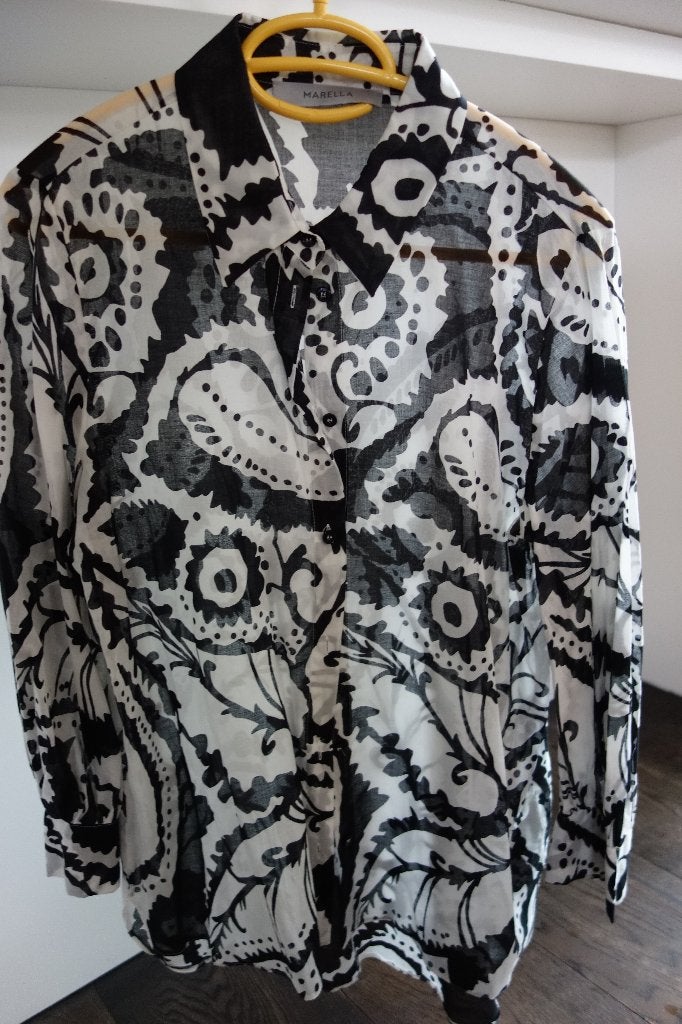 Chemisier m3/4 voile de coton "MARELLA", Kleding | Dames, Blouses en Tunieken, MARELLA, Verzenden, Zo goed als nieuw, Zwart