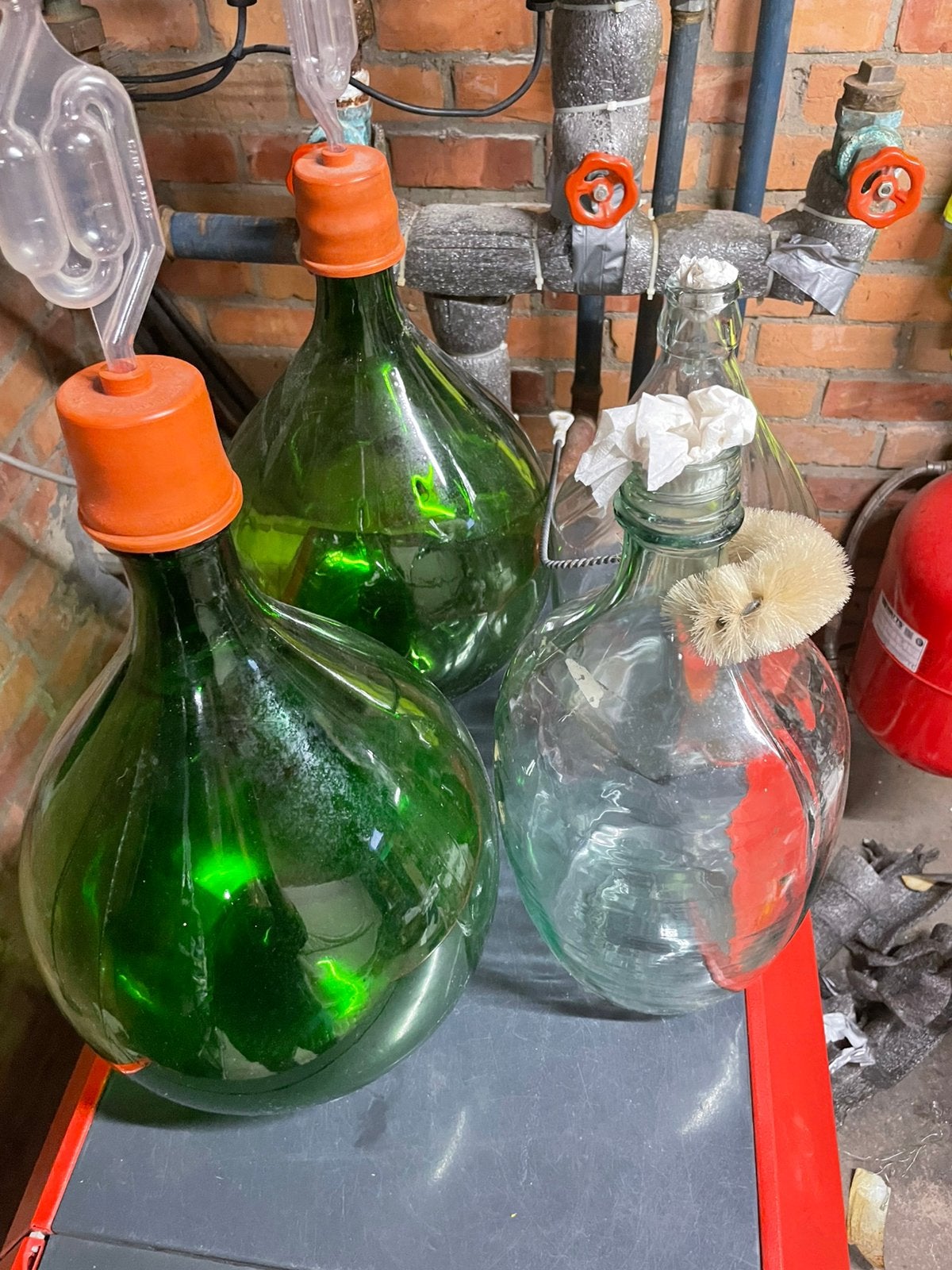 Glazen Gistingsfles 5 L + 10 L voor wijn, bier, Collections, Enlèvement, Comme neuf