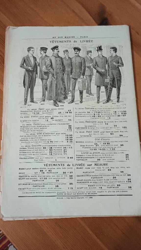Catalogue Bon Marche été 1909 vêtements hommes, Ophalen, Voor 1920, Tijdschrift