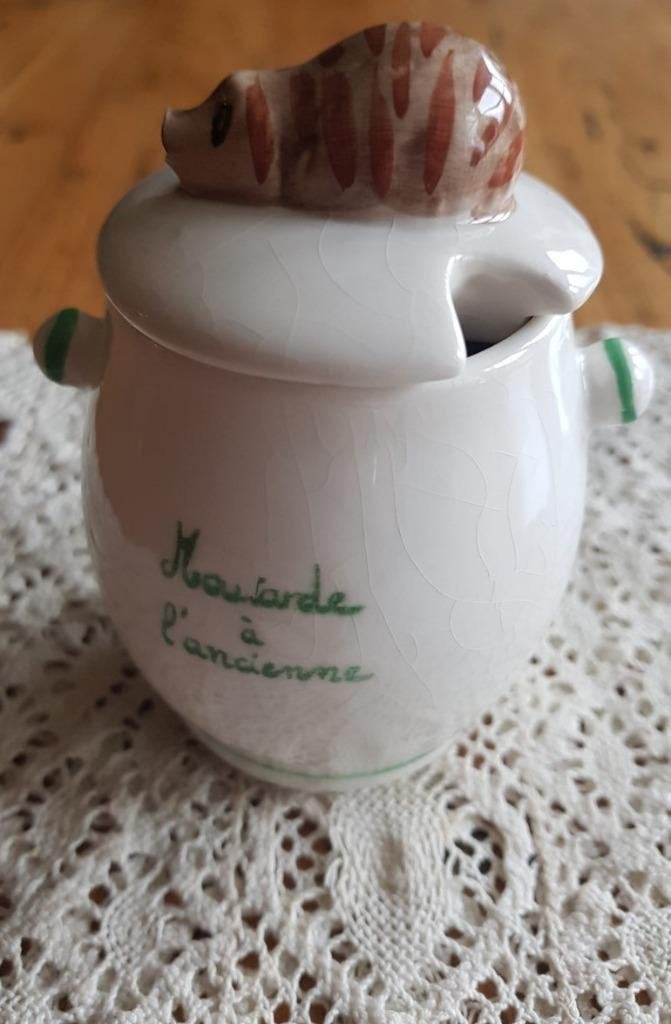 Frans mosterdpotje, roze bloemen, Moutarde a l'ancienne, Enlèvement ou Envoi