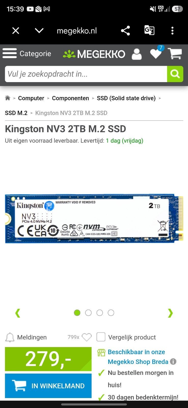 Kingston NV3 2TB M.2 SSD, Informatique & Logiciels, Enlèvement ou Envoi, Desktop, SSD