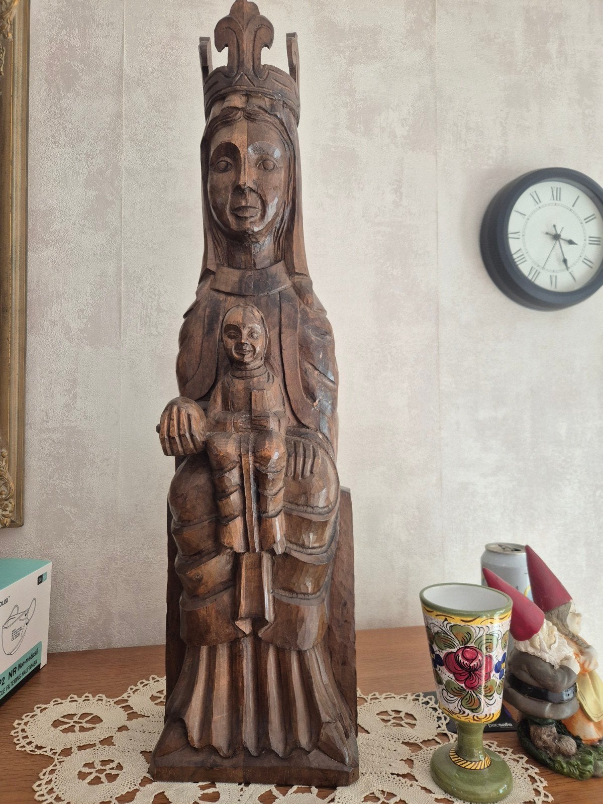 houten mariabeeld 1 meter, Antiek en Kunst, Ophalen
