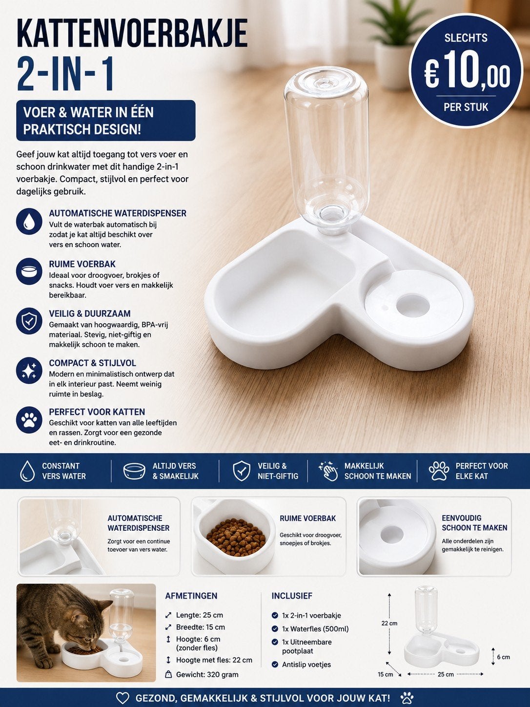 kattenvoerbakjes 2in1, Dieren en Toebehoren, Ophalen of Verzenden, Automatisch, Nieuw