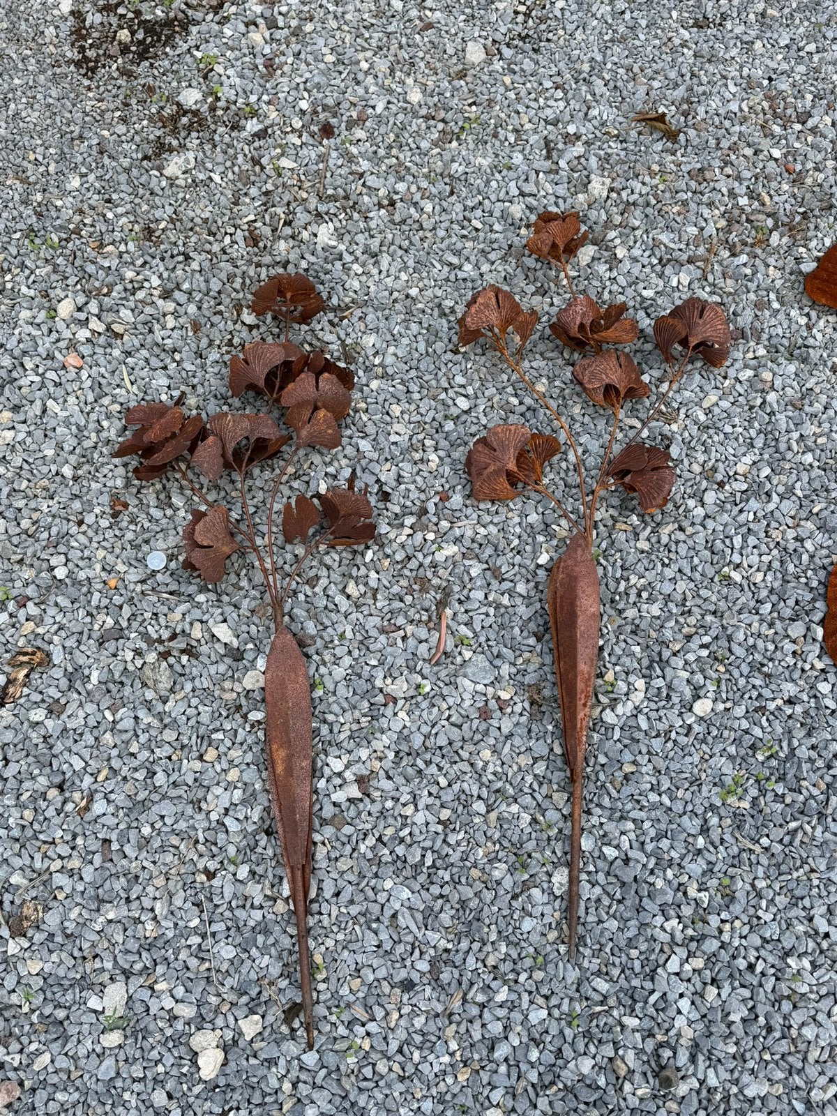 4x Décoration GINKGO acier / effet corten, Tuin en Terras, Ophalen, Zo goed als nieuw