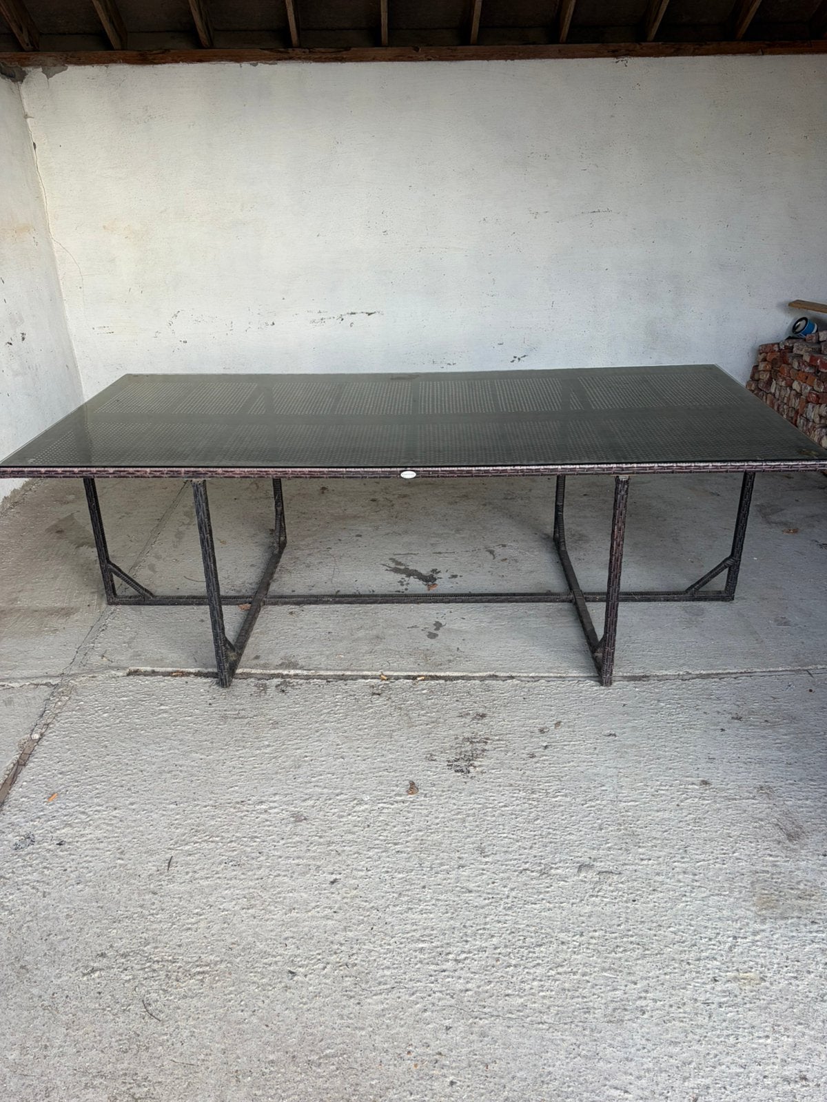Tuintafel met 8 stoelen, Jardin & Terrasse, Enlèvement, Comme neuf, Osier