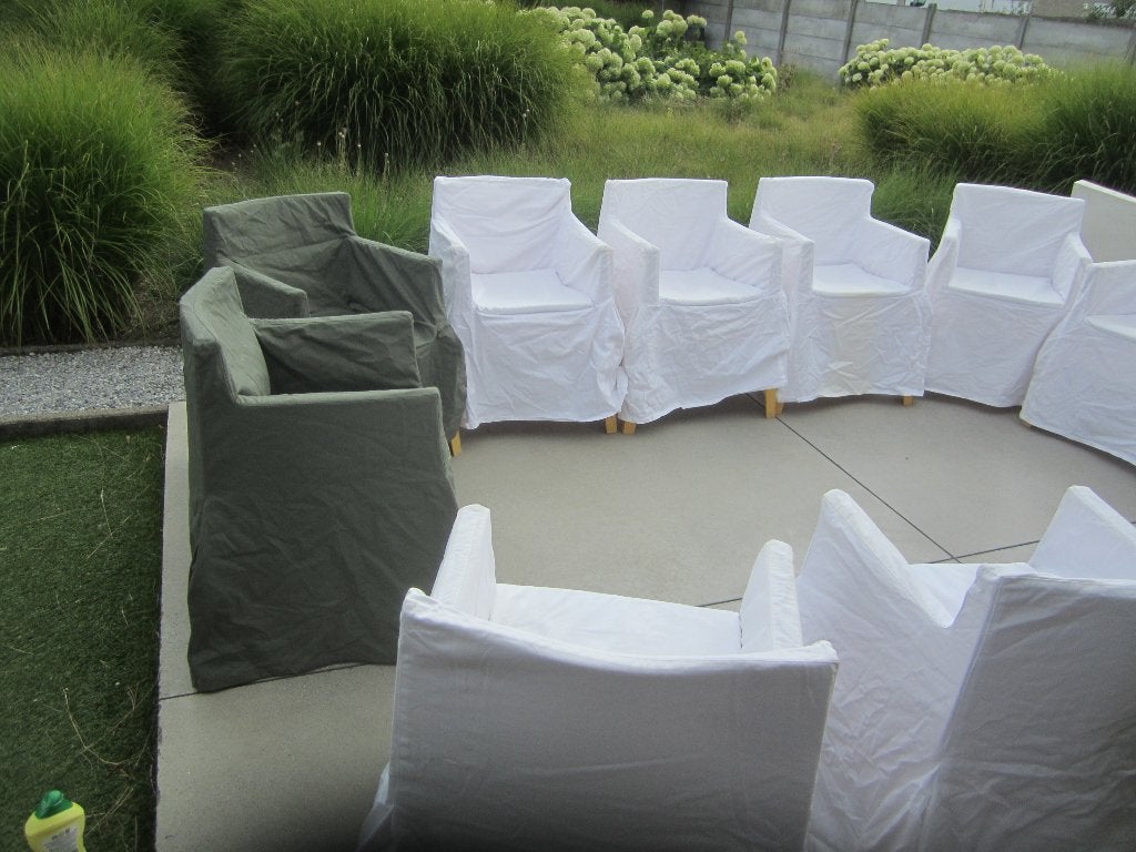 Tuinstoelen met hoes, Ophalen, Gebruikt, Kunststof, Stapelbaar