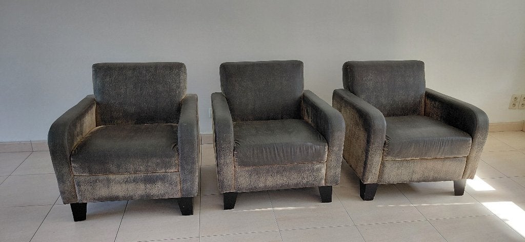 3 fauteuils club confortables en cuir, Enlèvement, Utilisé, Cuir