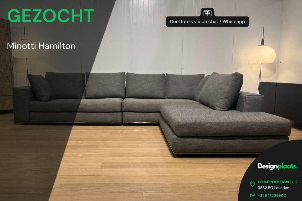 GEZOCHT: Minotti Hamilton — Direct Inkoop, Ophalen of Verzenden, Hoekbank, Design Bankstellen Minotti