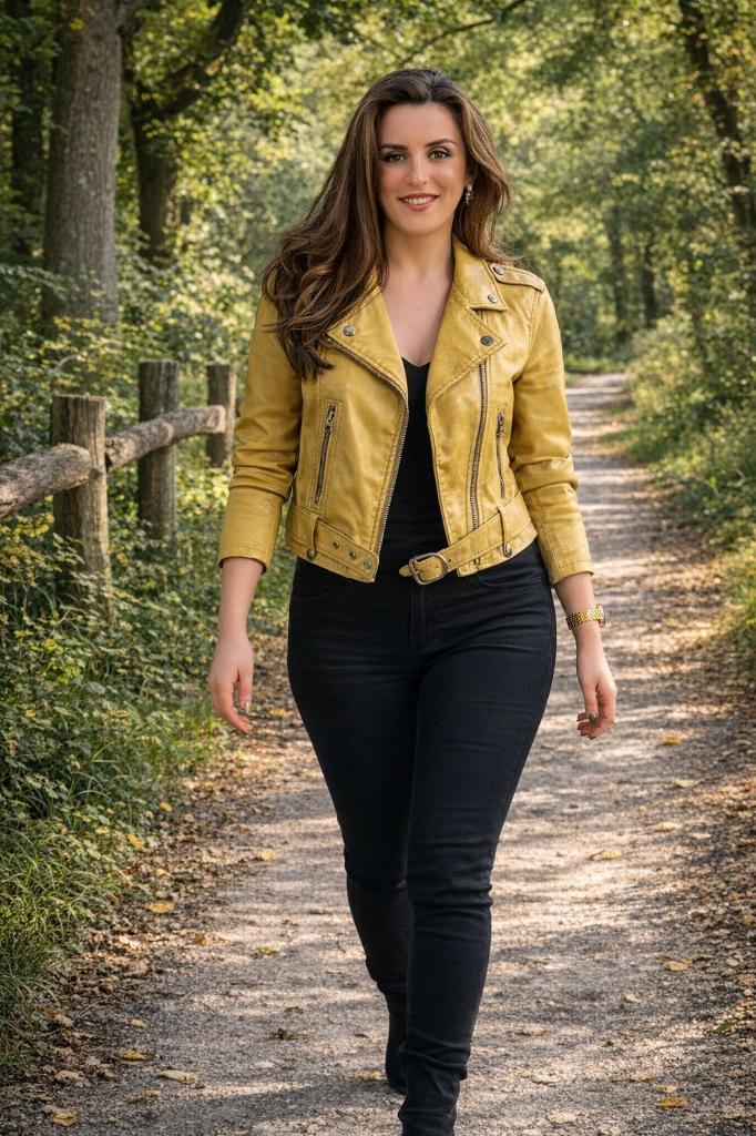 Veste de motard jaune élégante de Bershka - taille L, Vêtements | Femmes, Bershka, Manteau, Taille 42/44 (L), Neuf