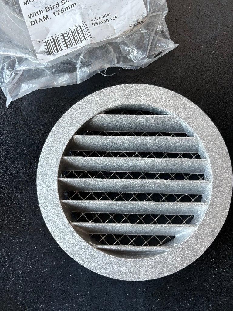 2x Aluminium ventilatierooster DEC 125mm met gaas, Doe-het-zelf en Bouw, Ventilatie en Afzuiging, Nieuw, Ventilator en Afzuiger