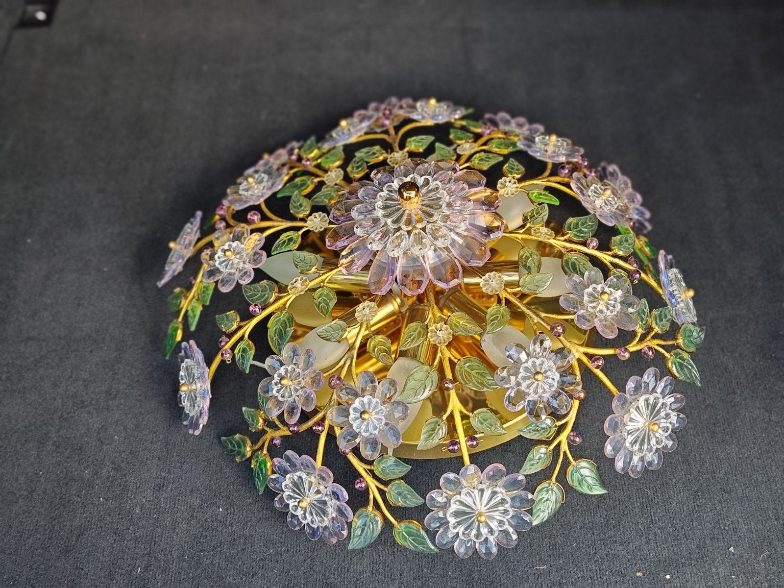 Grand plafonnier vintage Palwa Hollywood Regency — 8 luminai, Antiquités & Art, Enlèvement