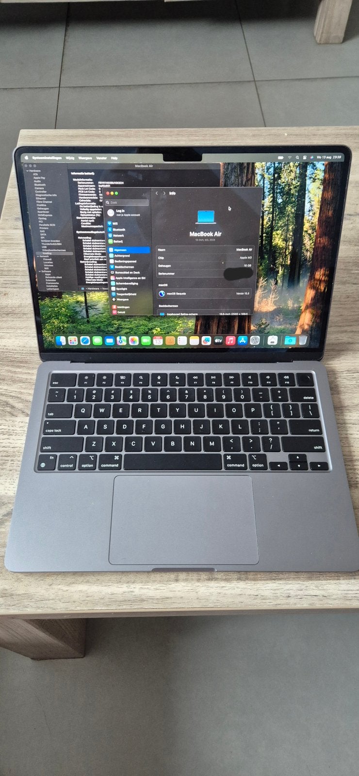Macbook air/M3/16GB ram/512GB, Computers en Software, Apple Macbooks, Ophalen of Verzenden, Zo goed als nieuw, MacBook