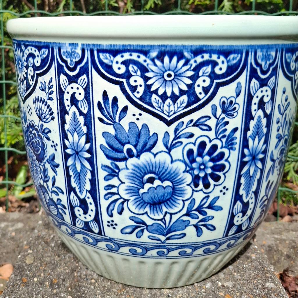 Vintage Bloempot/Cache Pot Delfts blauw - BOCH/Sphinx, Ophalen of Verzenden