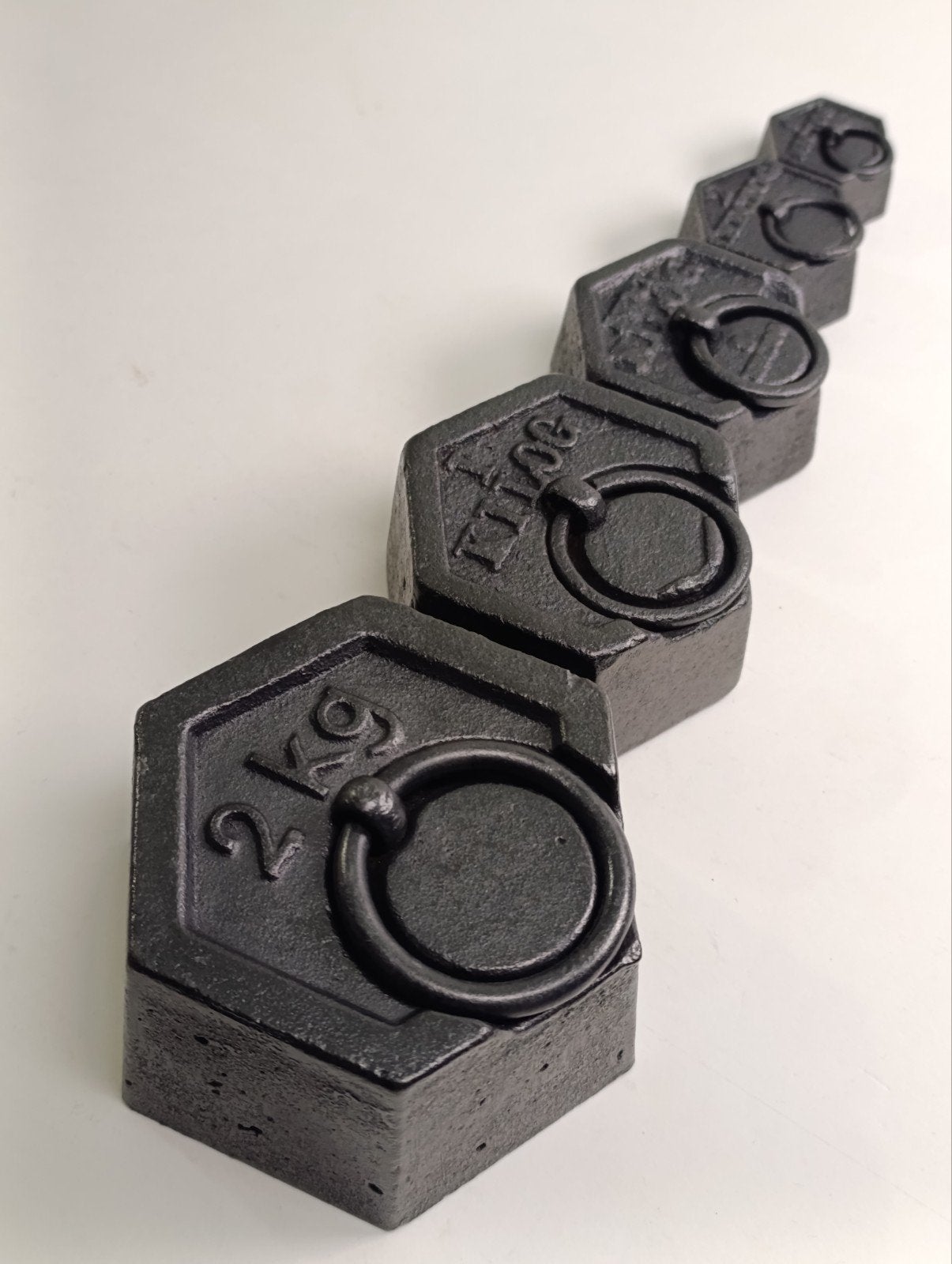 Antieke Franse Gietijzeren gewichten (set van 5 stuks), Antiek en Kunst, Ophalen of Verzenden