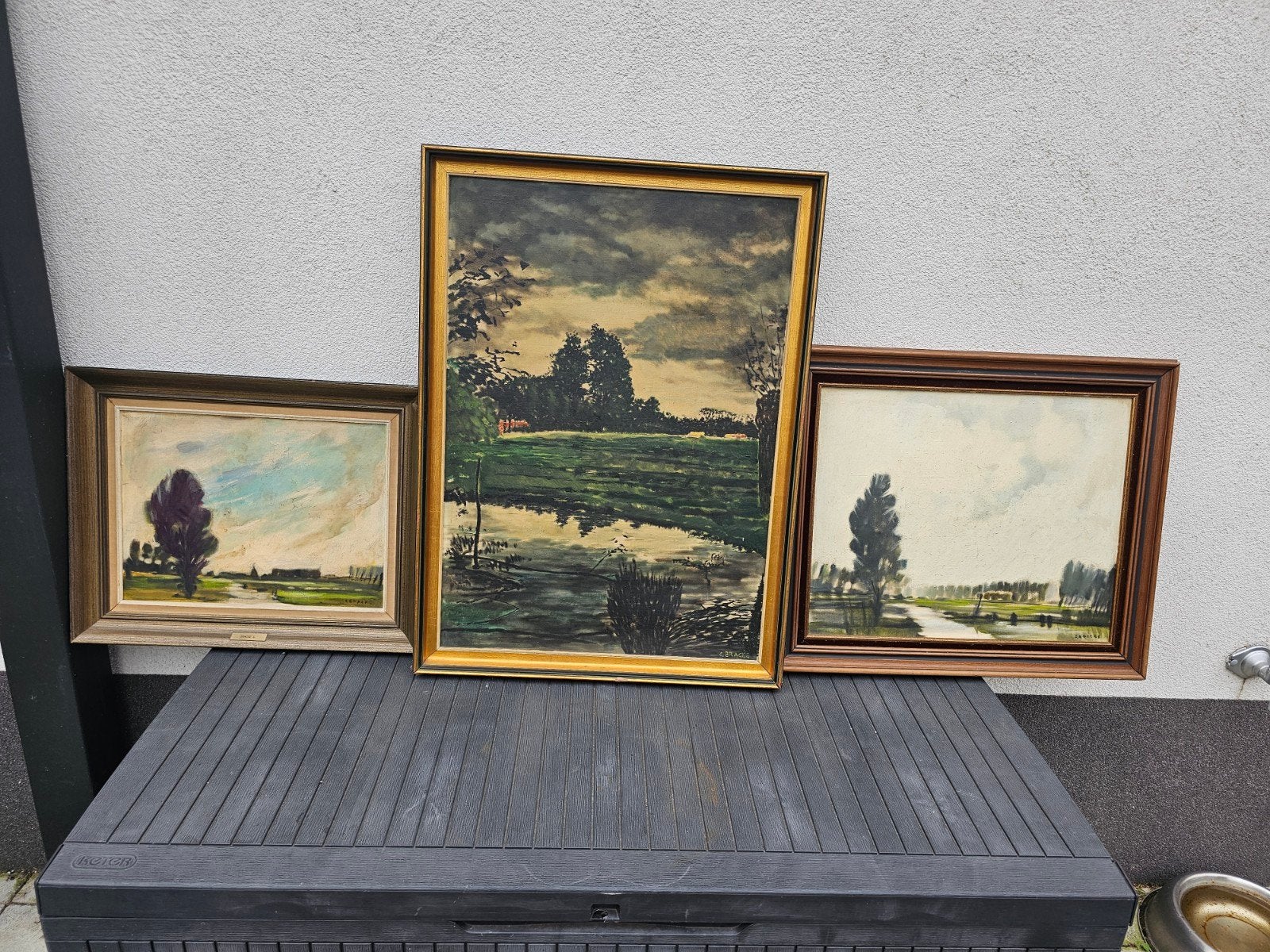 Prachtige set van3 vintage schilderijen  - C. Bracke, Ophalen, Vintage, Olieverf, Landschap